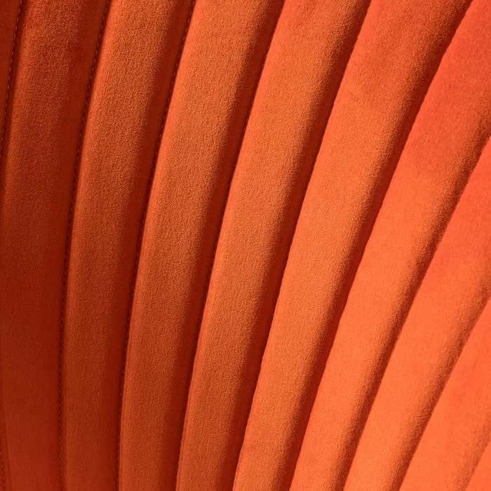Image of Modern Upholstered Accent Velvet Chair Single Seater Channel Tufted Wing Back Chair with Golden Matel Legs for Living Room, Bedroom, Dining Room, Orange