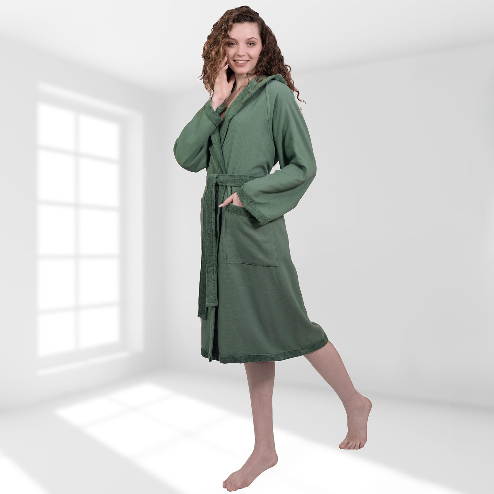 nice homeit Accappatoio Donna e Uomo in Spugna 100% Cotone - Accappatoio Super Assorbente con Cappuccio - Morbido, Leggero, Anti-Pilling, Made in Italia