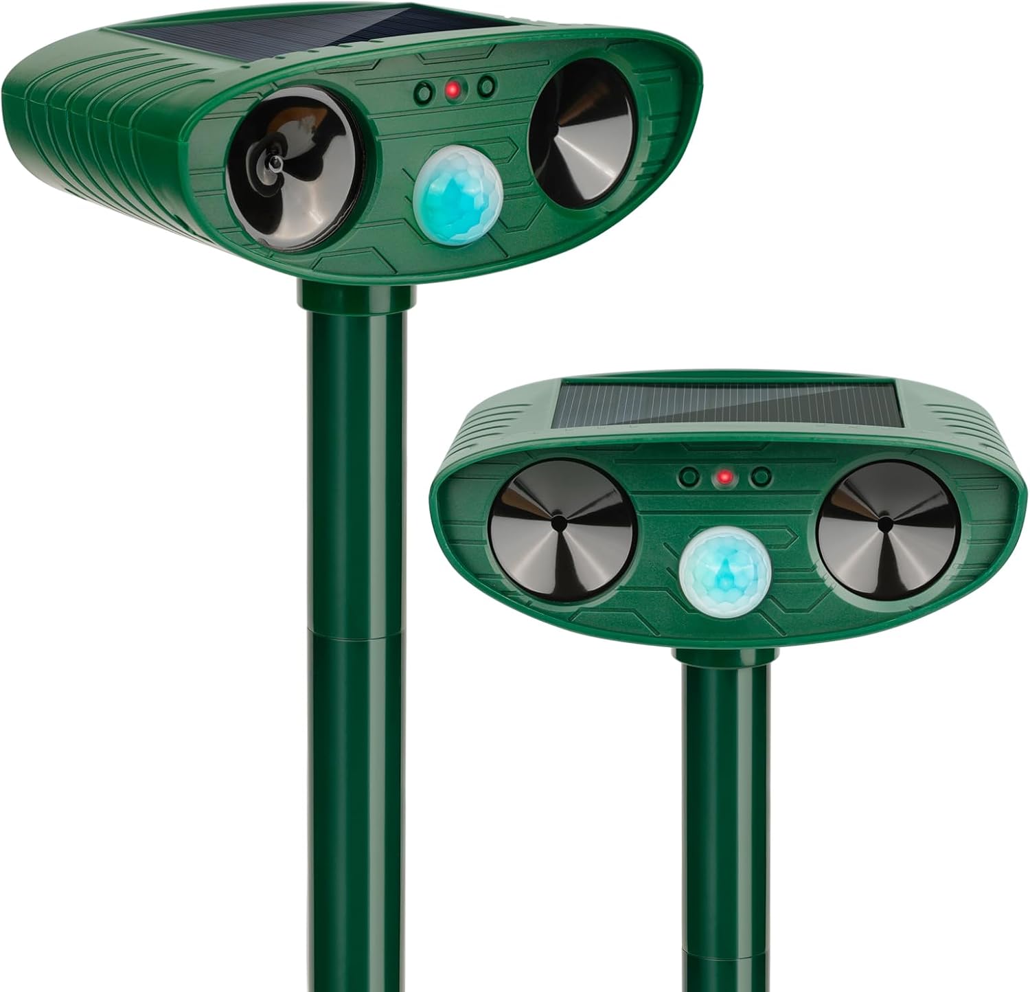 2 Pack 2024 Solar Ultrasonic in Repellent Defender Rat, Squirrel, Deer, Raccoon, Skunk, Rabbit, Mole, Dog, Cat, Waterproof with Motion Detector