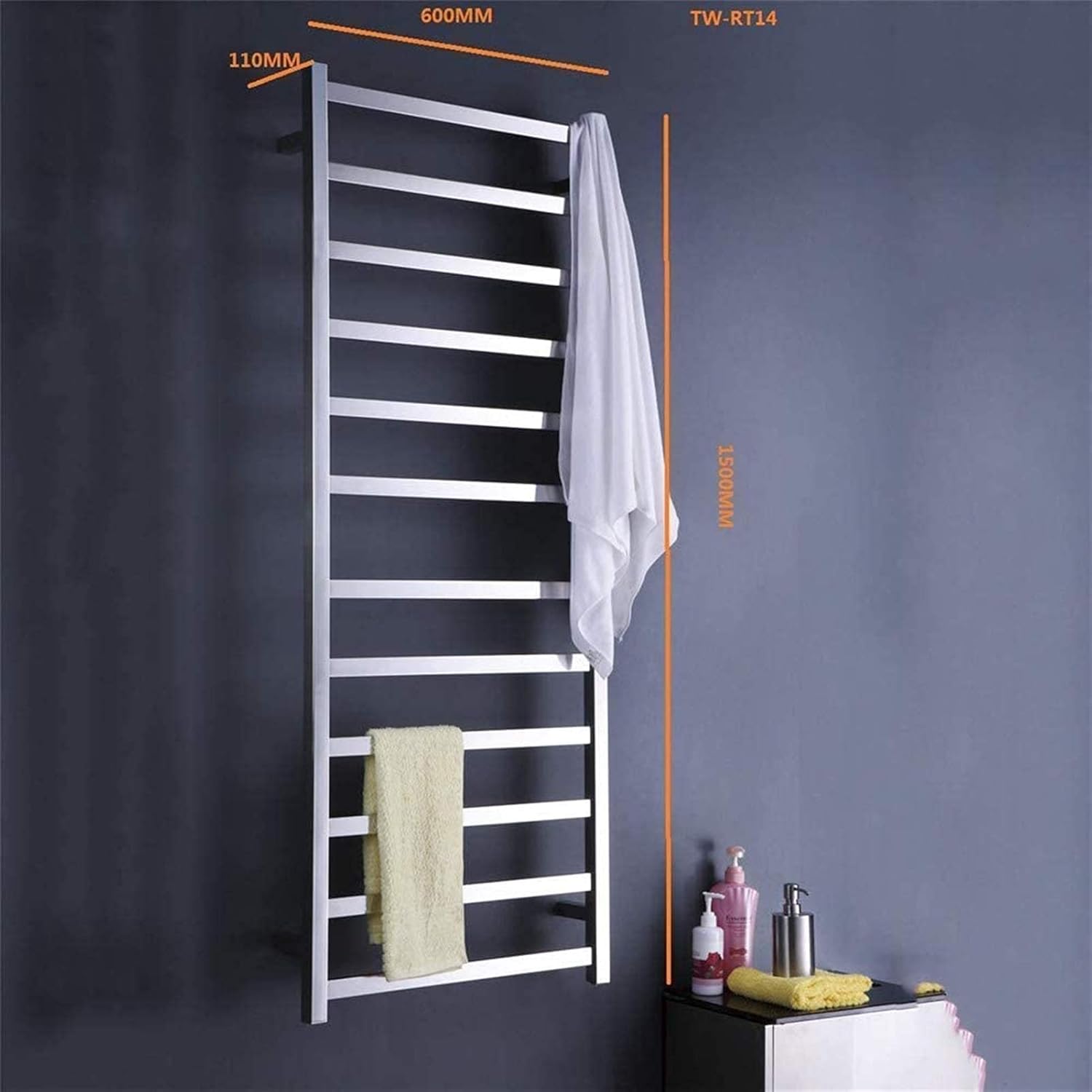 Heated Towel Rail Rails Electric Towel Rack Bathroom Electric Towel Warmer Stainless Steel Towel Warmer 59X23.6 Let You Not Feel Wet and Cold of Towel (Size : Plugin)