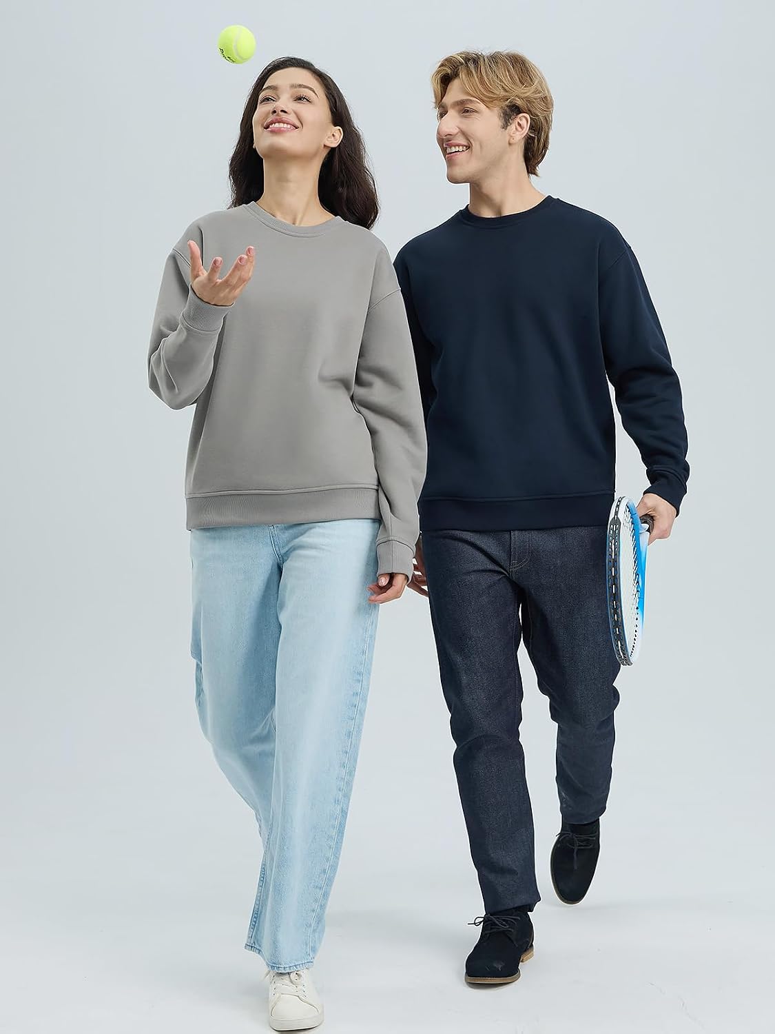 Basic Crewneck Sweatshirt Heavyweight Fleece 12.3 oz. Cotton Blend Winter Warm Pullover for Men Women Unisex