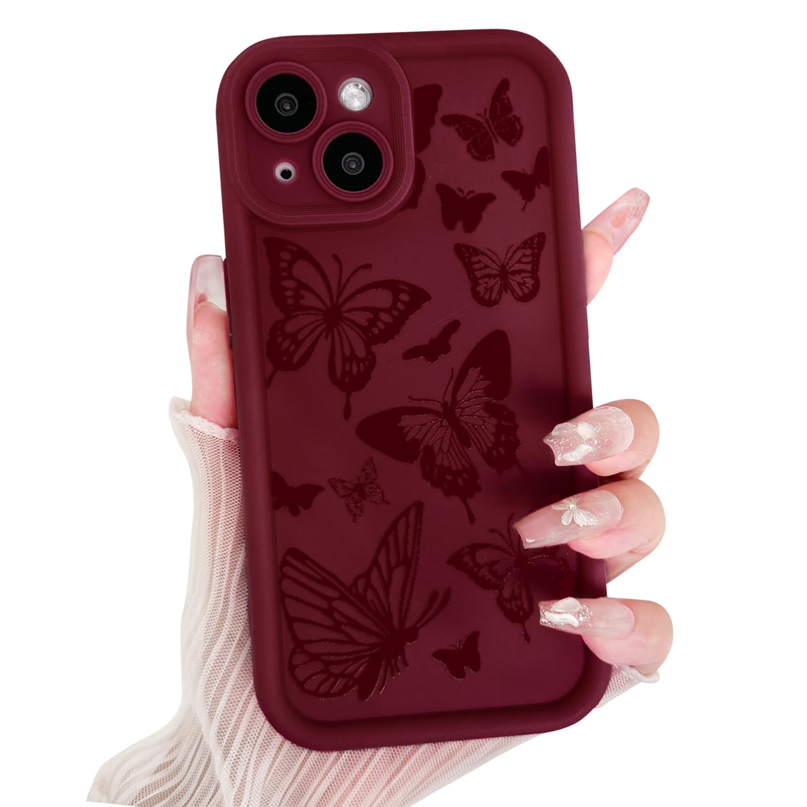 Lovmooful Compatible for iPhone 14 Plus Case Cute Colorful Butterfly Design for Girls Women Soft TPU More Shockproof Protective Girly for iPhone 14