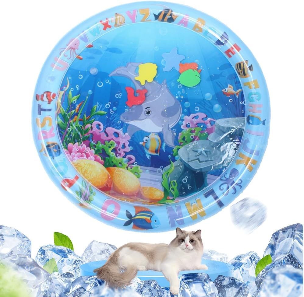 DSACL Thickened Water Sensor Play Mat 2024 Water Sensory Play Mat for Cats Comfort Inflatable Cooling Mat Cat Water Bed for Pets(E)