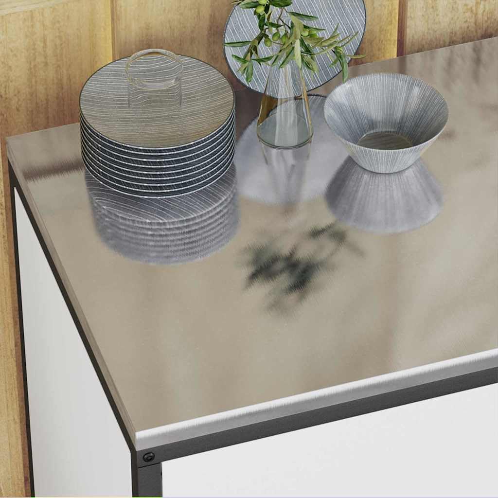 Küchenzeile 150 x 50 x 92 cm Weiß Kaltgewalzter Stahl mit 2 Türen und 4 Regalen Modernes Küchenregal & Küchenschrank Set für Küche Esszimmer
