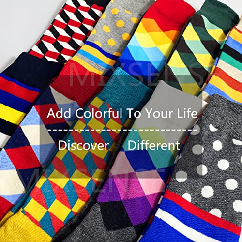 Mens Funny Colorful Novelty Fun Crazy Design Casual Cotton Crew Dress Socks Pack2