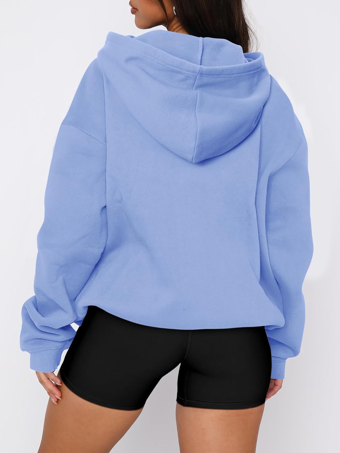 onlypuff Women Essential Hoodies Pullover Sweatshirt Long Sleeve Kangaroo Pocket Fleece Basic Sweater - Image 3