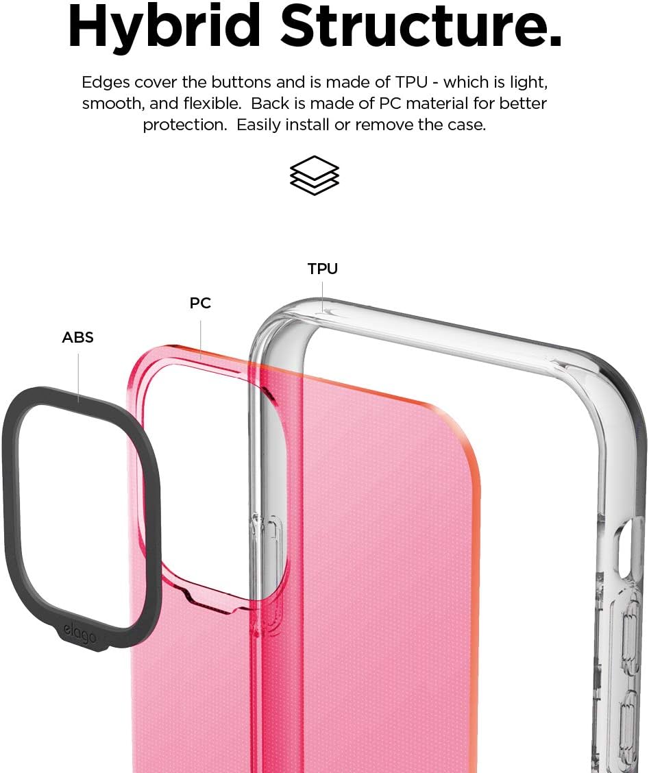 elago Clear Hybrid Case Compatible with iPhone 11 Pro Max [Neon Pink]