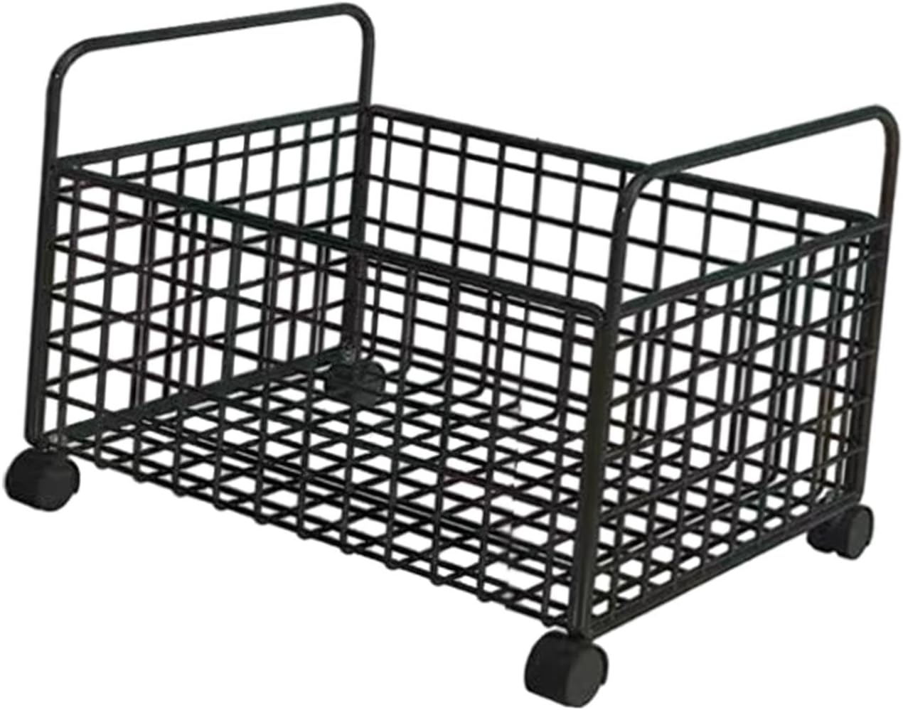Under Desk Storage Cart Mobile Mesh Storage Cart with Lockable Wheels Small Rolling File Organizer Under Pantry Small Utility Carts for Toolshed, Kitchen for Tools, File, Spice Bottles, Black M
