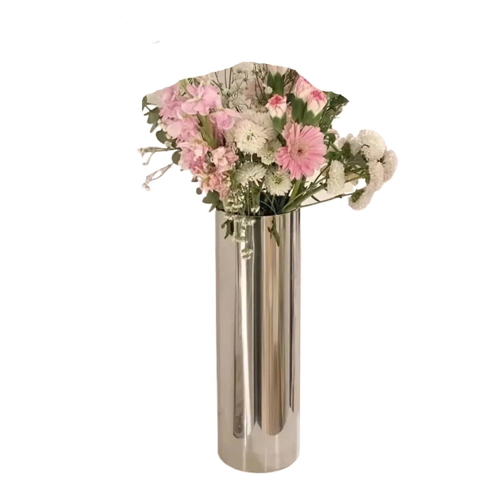 9x28Hcm 304 Stainless Steel Vase Decorative Centerpiece For Home Or Wedding Silver for Wedding Table Centrepiece((mirror) 9X28Hcm)