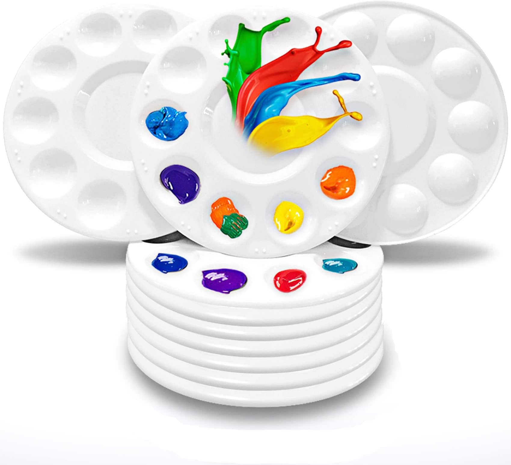 HBSTUDIO Paint Tray Palettes Plastic Paint Pallets for Kids and Students Art Painting Palettes(10PCS)
