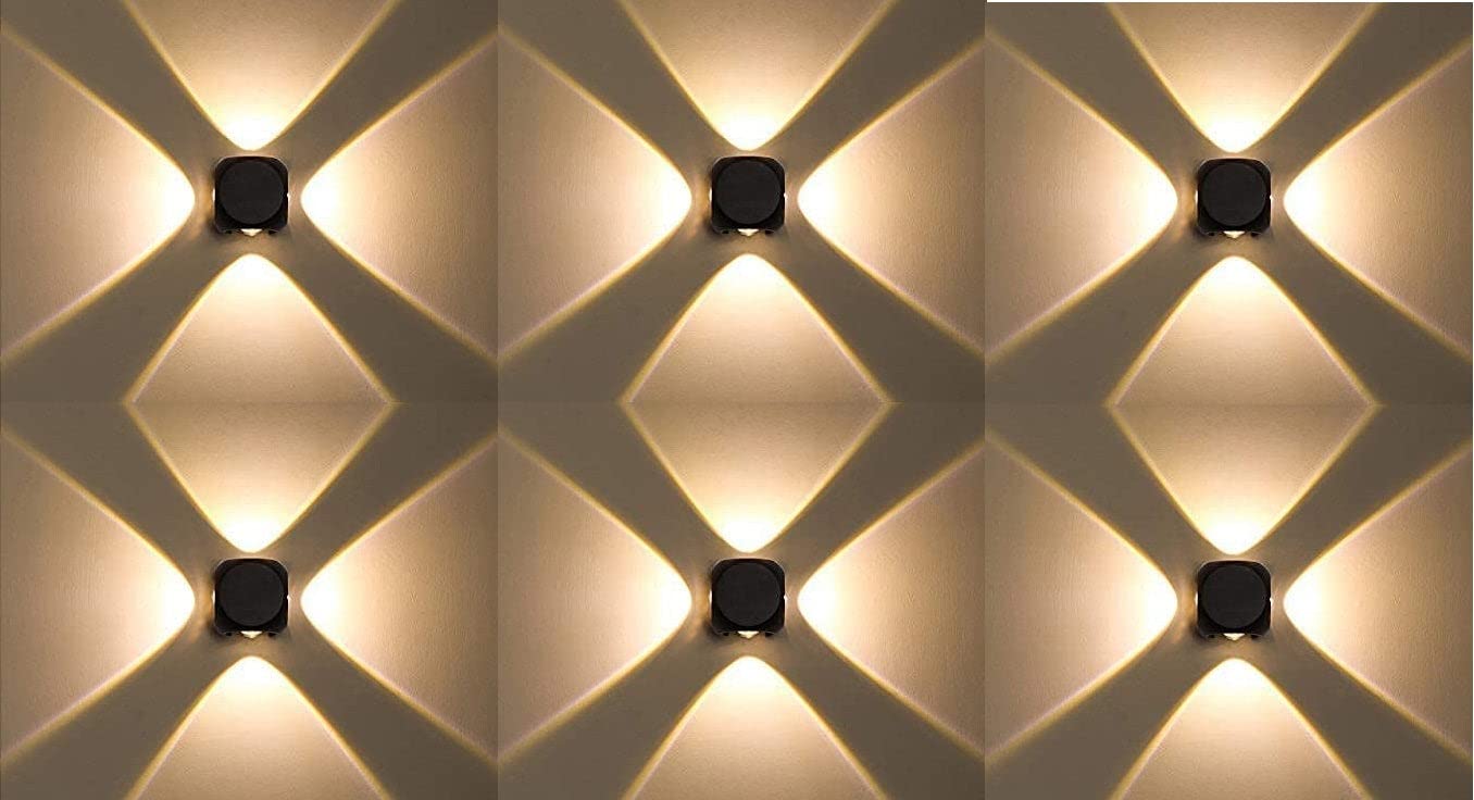 Desidiya IP65 4 Way LED Wall Light Outdoor Aluminium Warm White - Pack of 6