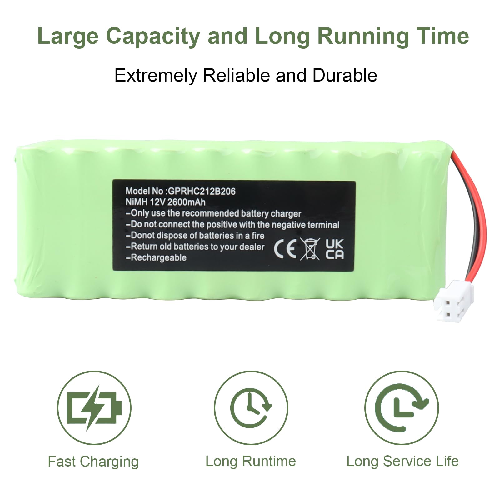 Batterie NiMH MXJFYY 12 V 2 600 mAh pour volet Roulant Roto GP210AAHCB10BMX, GPRHC212B206, WDT-S RT2-SF, Radio Solaire G2/G3/G4, vidéosurveillance, volet Roulant extérieur ZRO SF, ROTO ZEL