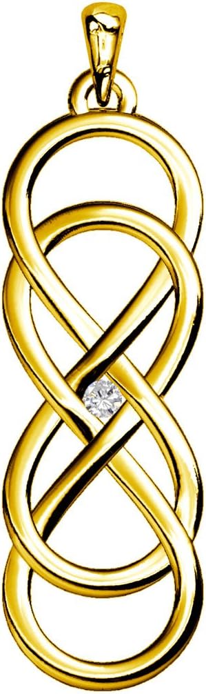 Medium Diamond Double Infinity Symbol Charm.02 CT, Best Friends Forever Charm, Sisters Charm, 6.5mm x 19.5mm in 14K yellow gold