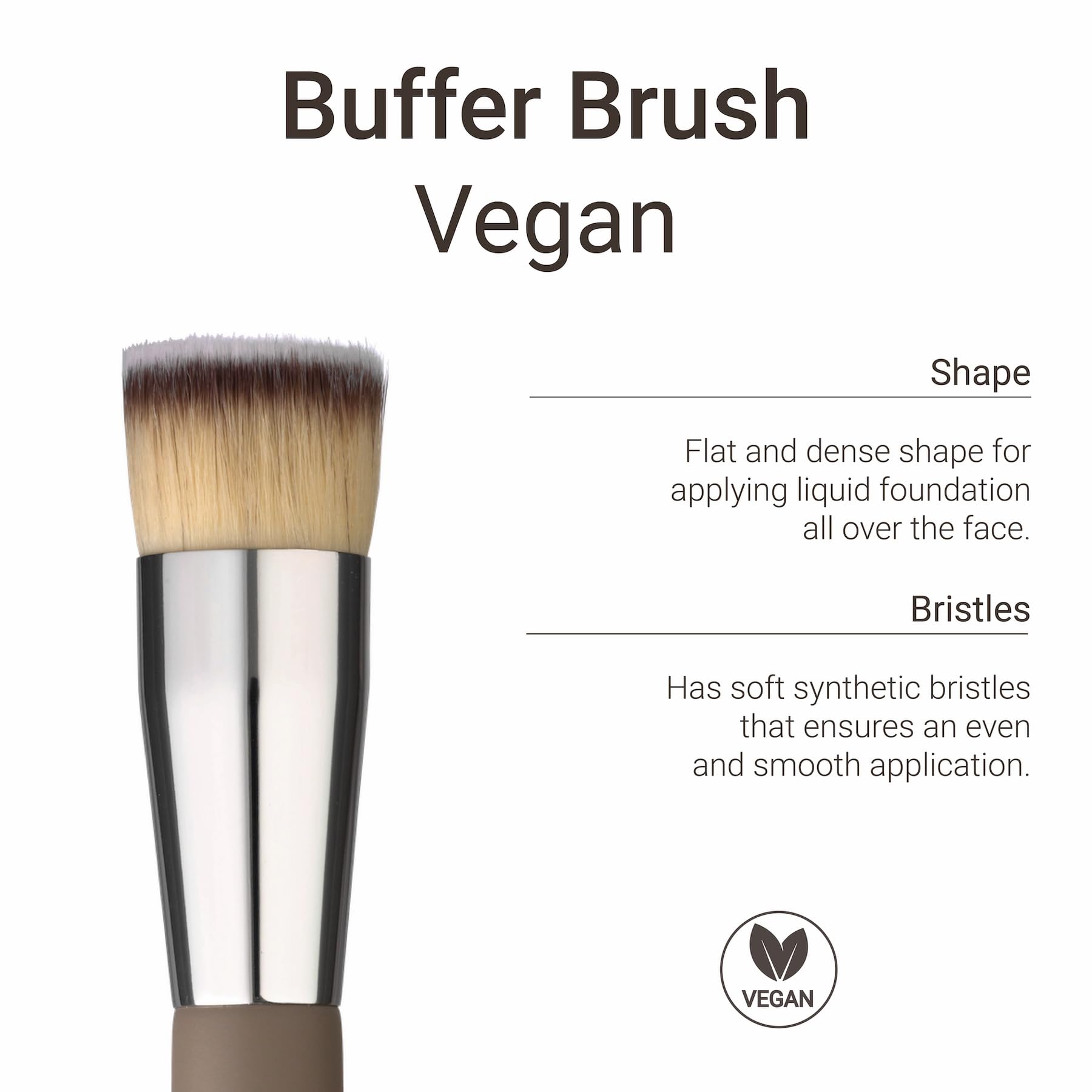 Sandstone Scandinavia Flat Top Foundation Brush, Dense Makeup Brush for Seamless Buffing & Blending - Image 3