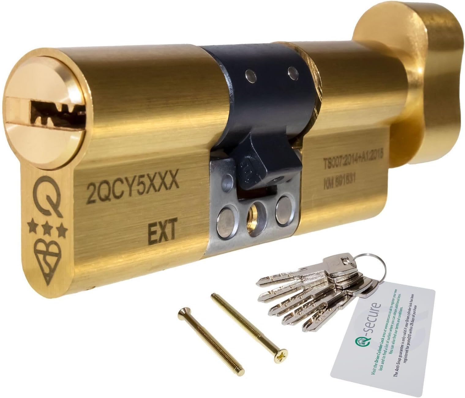 Brass, 35/50 (85mm) greenteQ Orion TS007 3-Star Anti-Snap Thumbturn Euro Cylinder Twist Lock Door Barrel