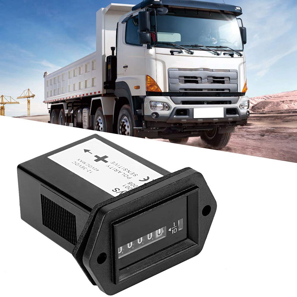 Fydun Jauge de Minuterie de Compteur D'heures de Moteur DC12-36V Compteur D'heures de Moteur Professionnel pour Camion Bateau Voiture Tracteur