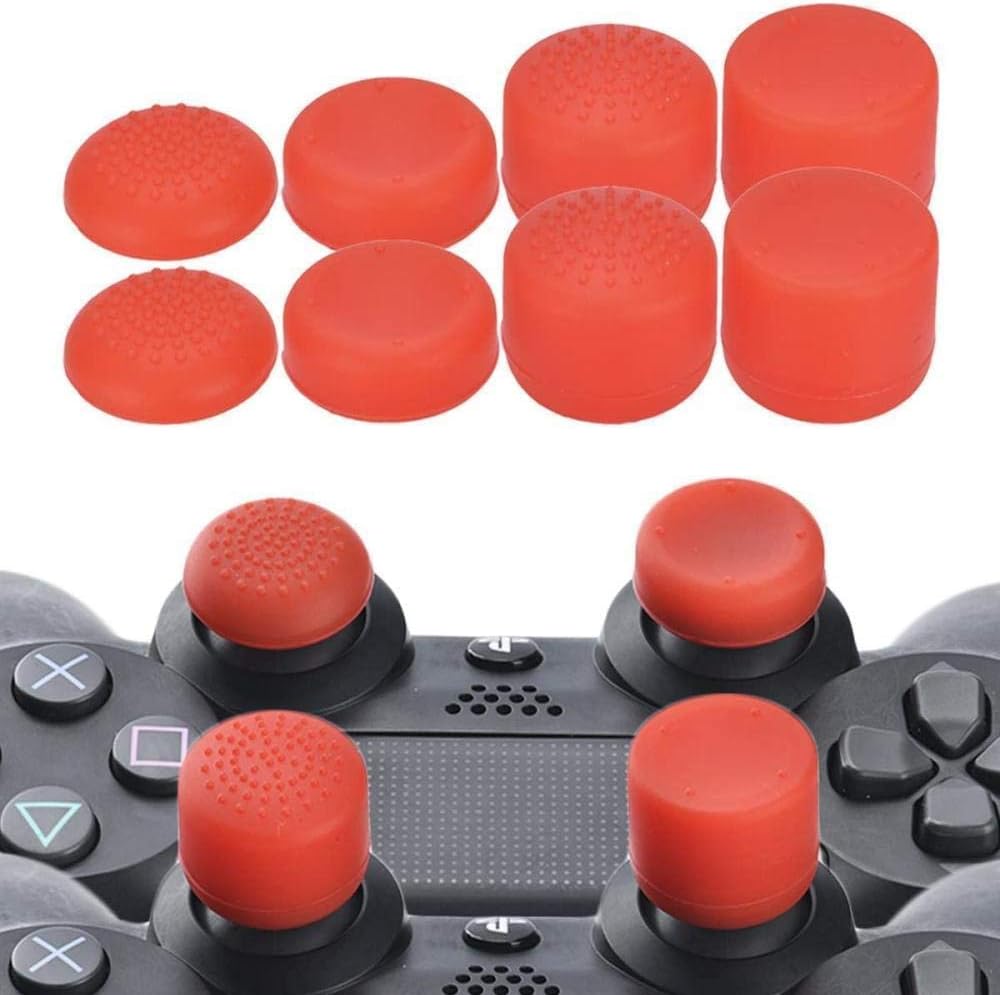 Joystick Cap Cover,Thumb Grip Thumbstick Joystick,Controller Analog Stick Antislip Silicone Best Heighten Caps for Gaming,for PS4, PS3, Switch Pro, Xbox one, Xbox 360, Wii U, PS2,(8 Pack) Red