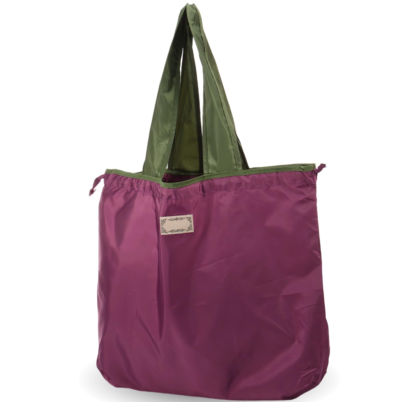 Alongen Reusable Grocery Bag, Large Capacity Foldable Grocery Tote Portable Shopping Bag with Long Handles for Home Market Kitchen(Purple)