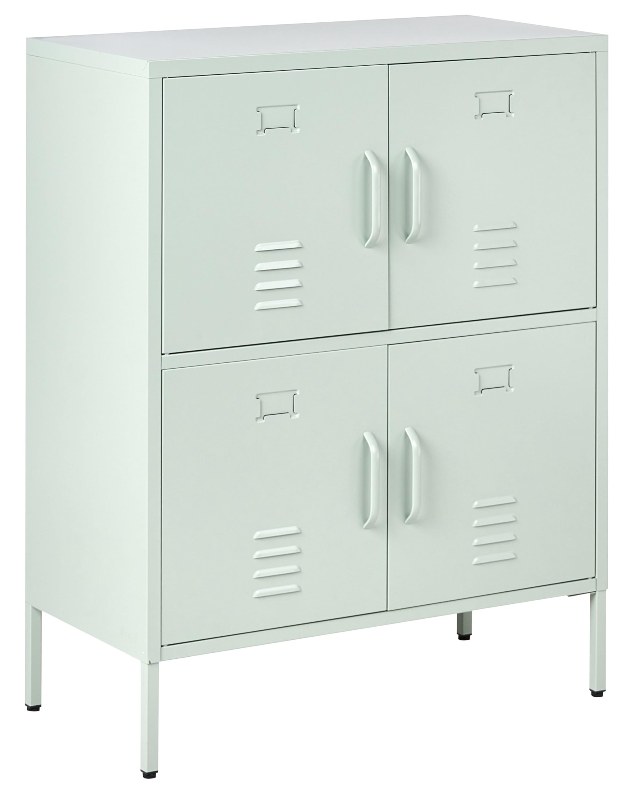 Beliani Armoire de Rangement Buffet Métallique à 4 Portes pour Bureau à Domicile Vert Menthe Holbeck