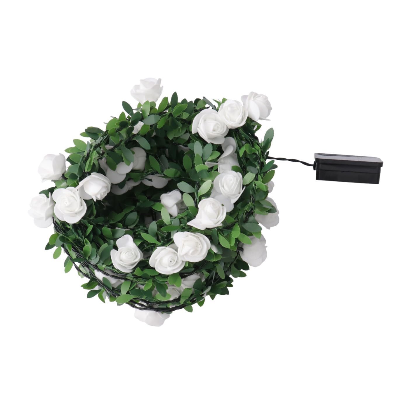 SUPVOX Guirnalda Solar de Luces LED Cálidas 75 M 50 Luces Artificiales de Vid Verde y Rosas Simuladas para Jardín Exterior Decoración Navideña y Eventos al Aire Libre