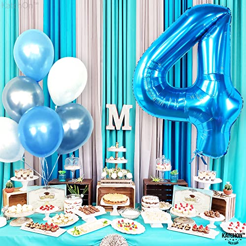 Image of KatchOn Big Blue Number 4 Balloons - 40 Inch | Blue 4th Birthday Balloons