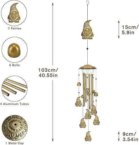 Miniatura 16 de Campanillas de viento únicas para exteriores – Campanillas de viento grandes de hadas para decoración al aire libre, hogar, césped, porche, patio,