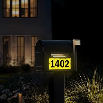 Reflective Numbers Sticker for Mailbox, Windows, Cars, Door, Trucks and Homes, Four Character Address Numbers, Businesses, 3M Outdoor Sign Number Mailbox