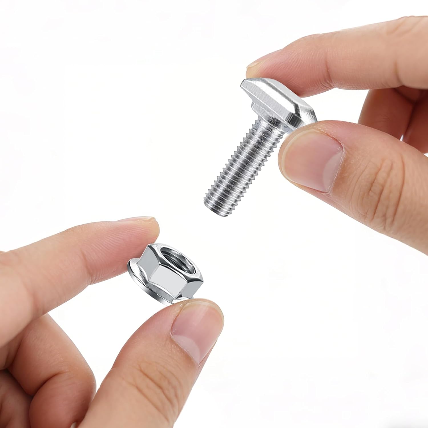 Hammer Head Screws M6 x 30 304 Stainless Steel Pack of 30 + 30 Flange Nuts for PV Solar Mounting Rails, Greenhouse & Aluminium Profile Photovoltaic