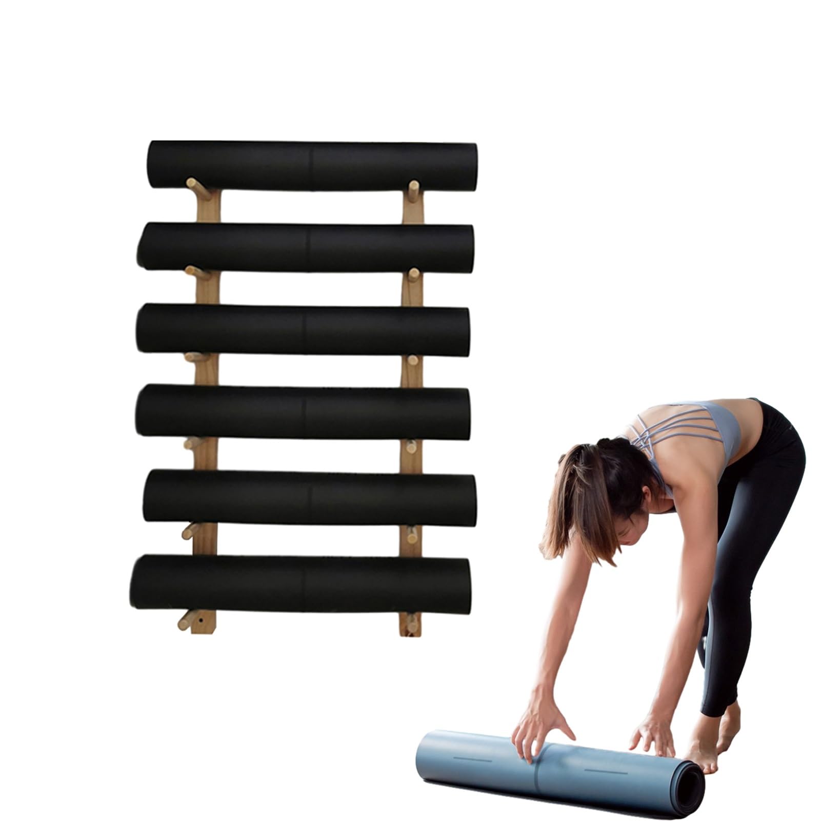 Soporte para Esterilla de Yoga, Soporte de Pared para Esterilla de Yoga, Estante de Almacenamiento de Rodillos de Espuma Que Ahorra Espacio, Organizador de Equipo de Fitness para Gimnasio en