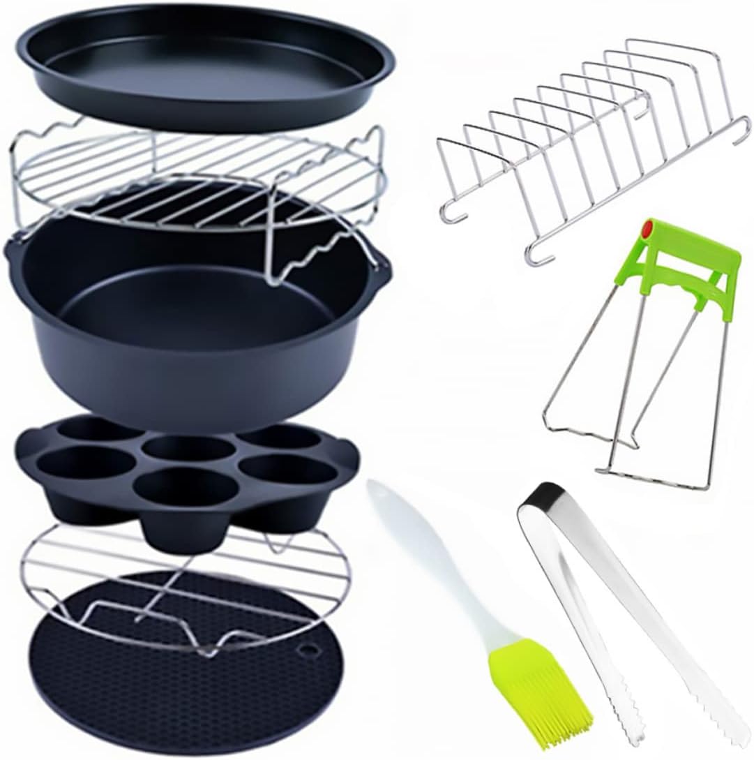 PRETYZOOM 9pcs Air Fryer Accessories Set Non-stick Baking Tools for Cookers Includes Cupcake Pan Pizza Pan Baking for Versatile Cooking and Easy Cleaning
