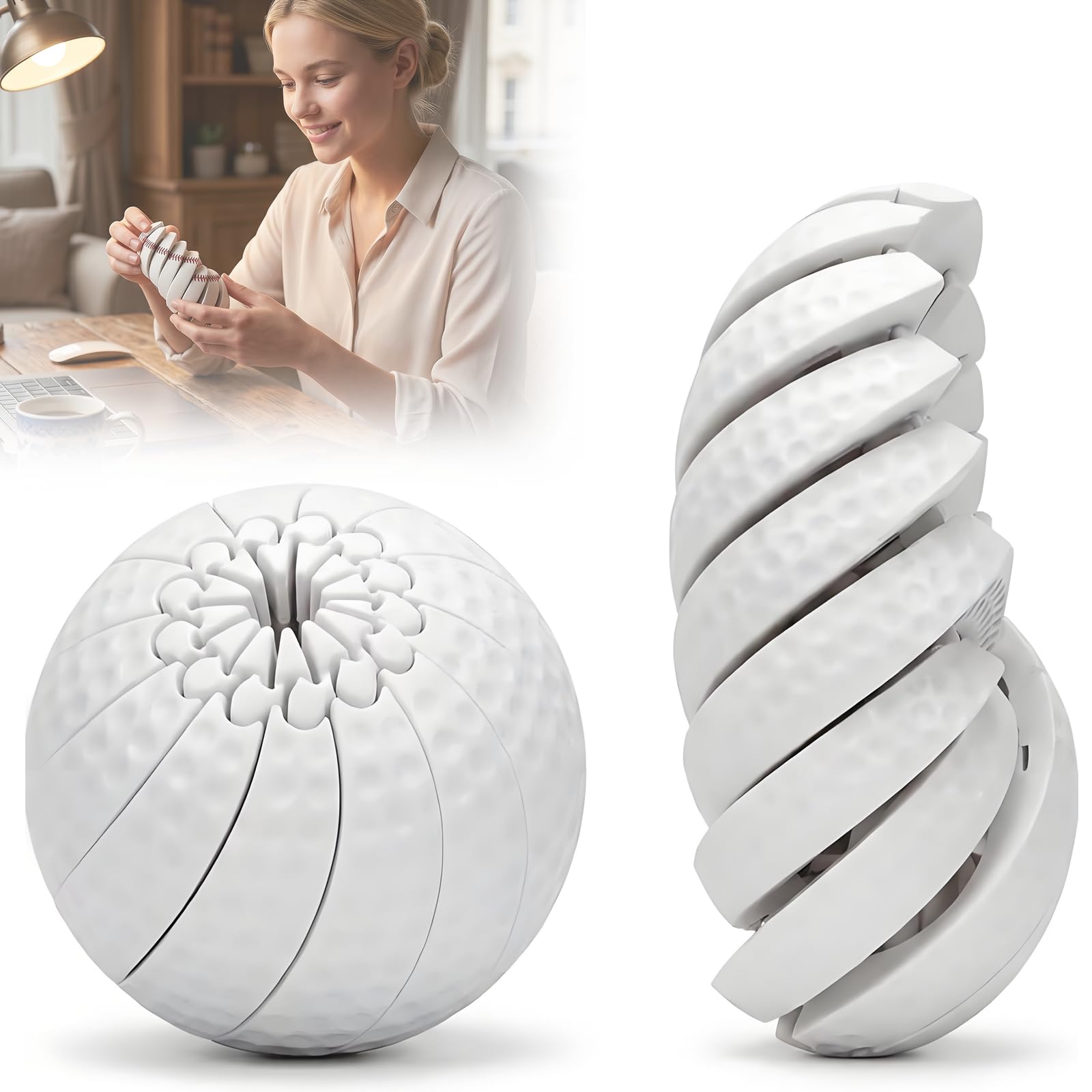 3D Printed Sensory Twist Toy,Football Fidget Toy,Stress Relief (Golf)