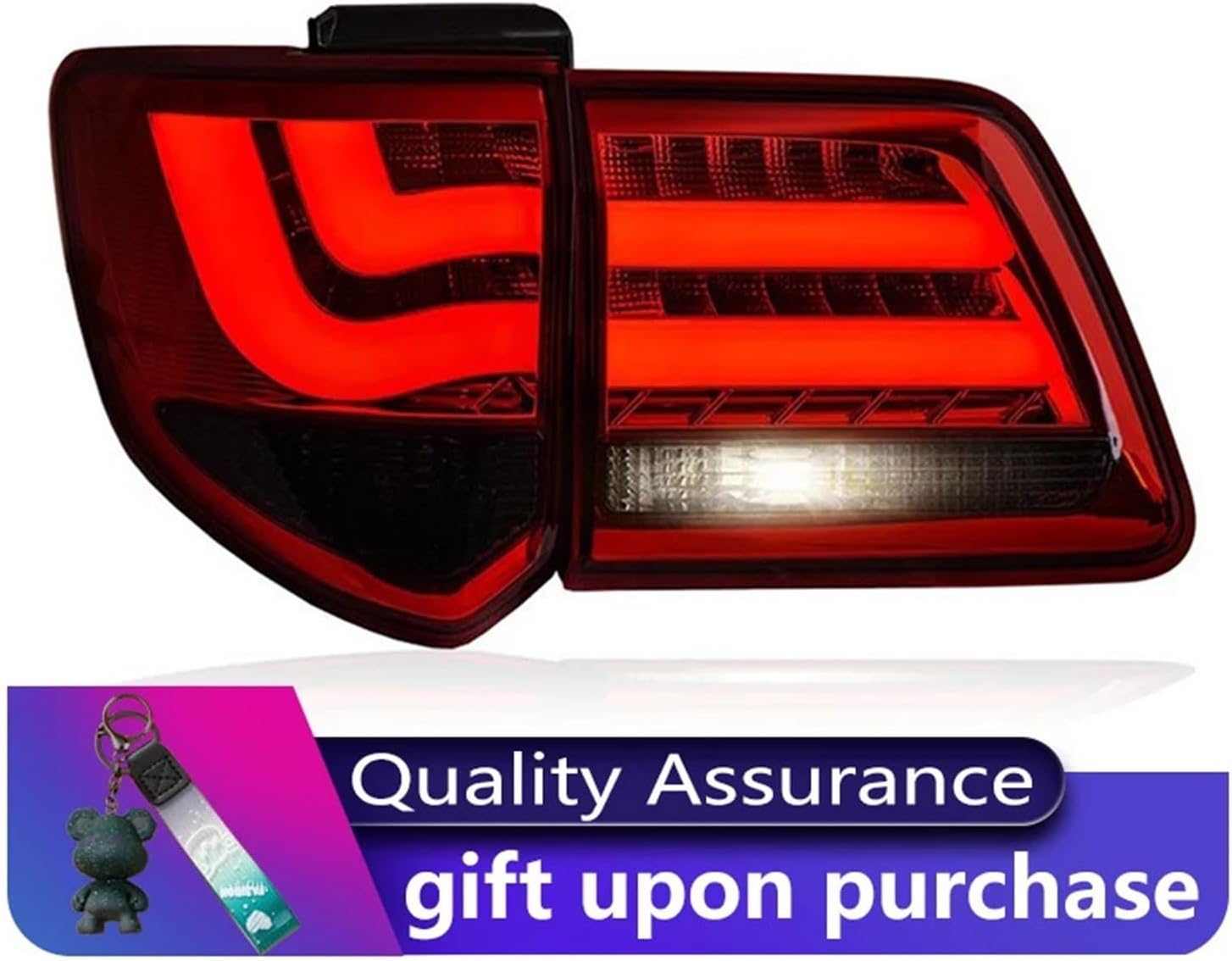 Car Taillight Compatible for Fortuner 2011-2015 Full DRL Highlight Tool Rear Turn Signal Lamp(Red)