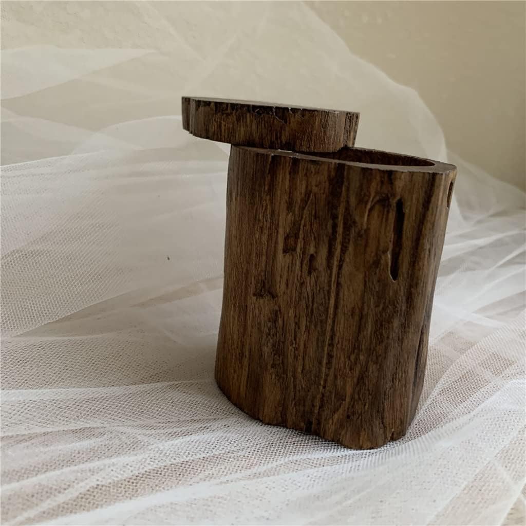 aoruizhiwangluo Teak toothpick box handmade wooden jar family restaurant cotton swab bucket image 4