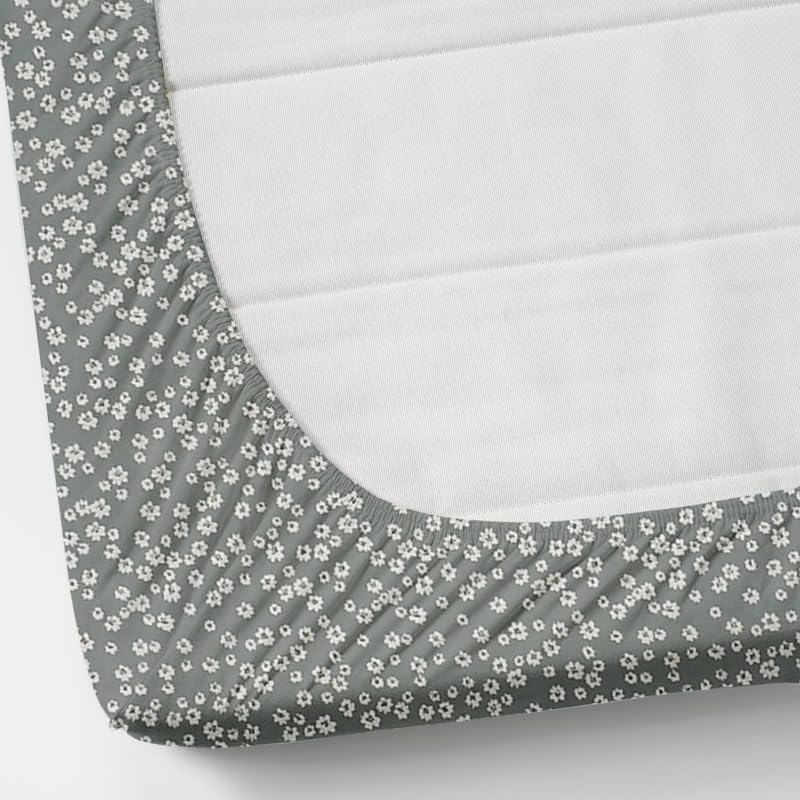 Image of NEW LEAF Glace Cotton Fitted King Size Double Bedsheets with 2 Pillow Covers | Elastic Fitted | Wrinklefree | Ultrasoft |Winter Bedsheet 220 tc tc Floral | 78 x 72+10 Inches, Grey