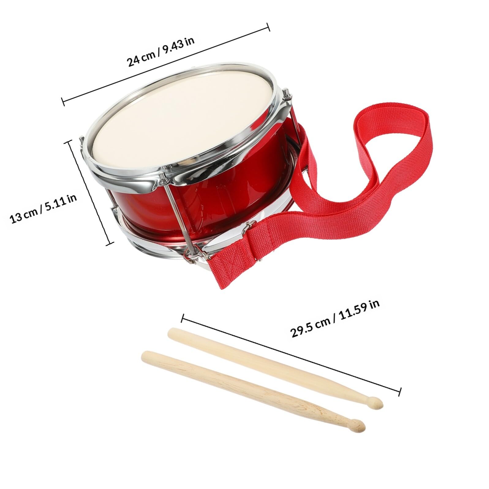 Tambor de Caja Infantil Rojo, 1 Juego, Metal y Madera, para Niños | Instrumento de Percusión para Principiantes, Fácil de Tocar, Conjunto de 1