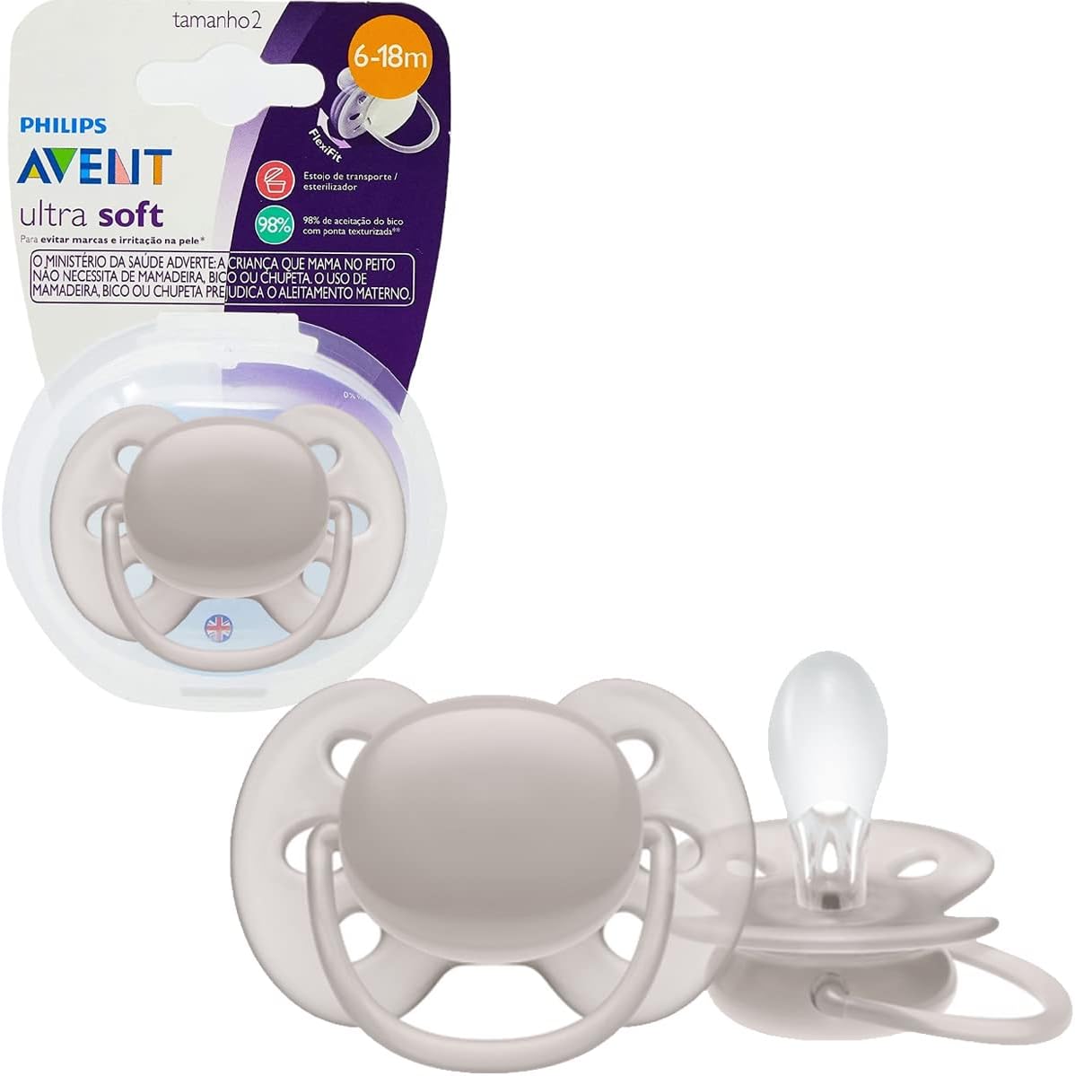 Chupeta Ultra Soft Uniatária Seda Bege 6-18M Philips Avent