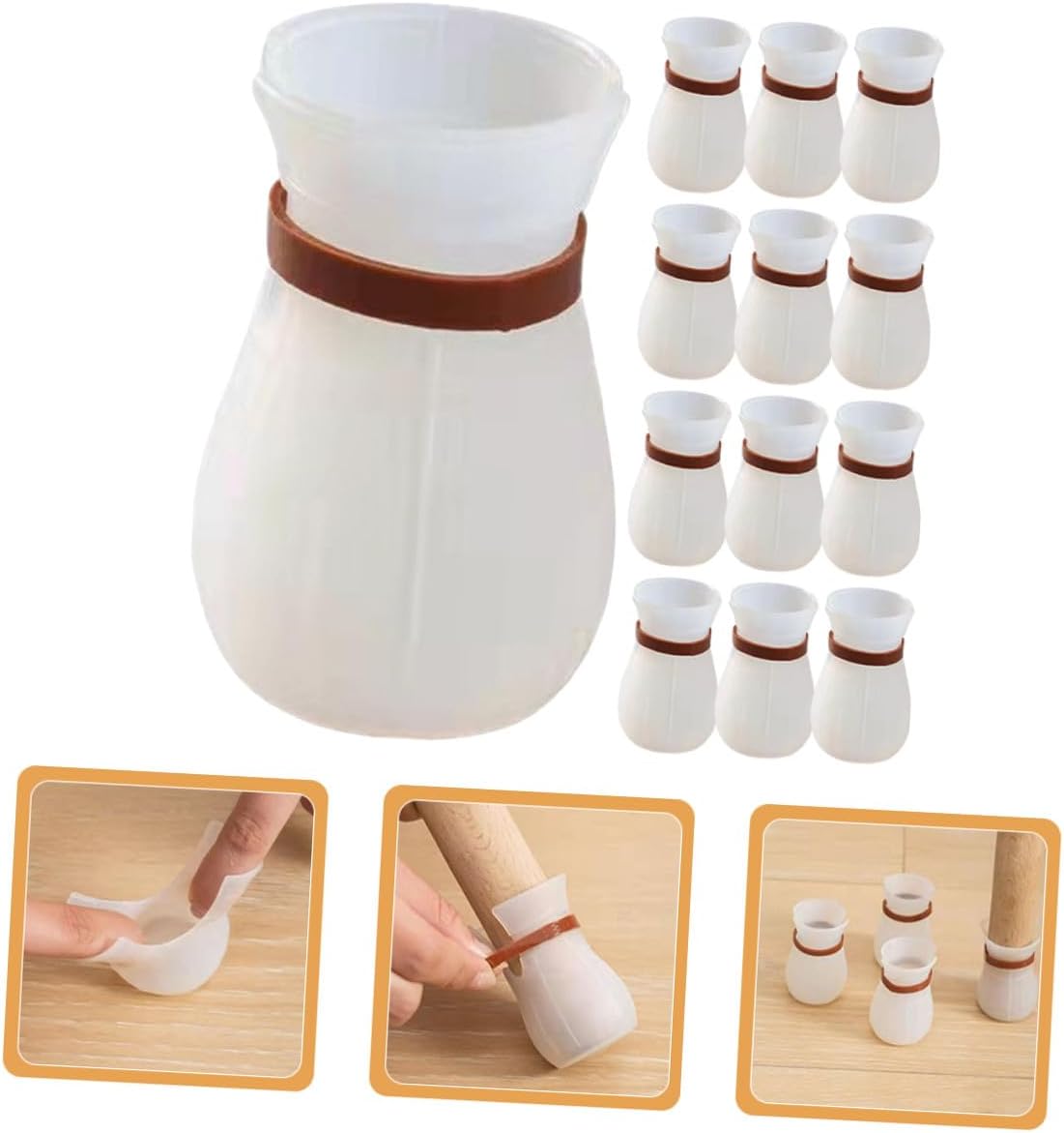 Generic 20 Pieces Universal White Round Base Furniture Foot Protection Covers Chair Leg Protectors for Hardwood Floors and Carpet, Reusable Table and Chair Floor Pads for Noise Reduction