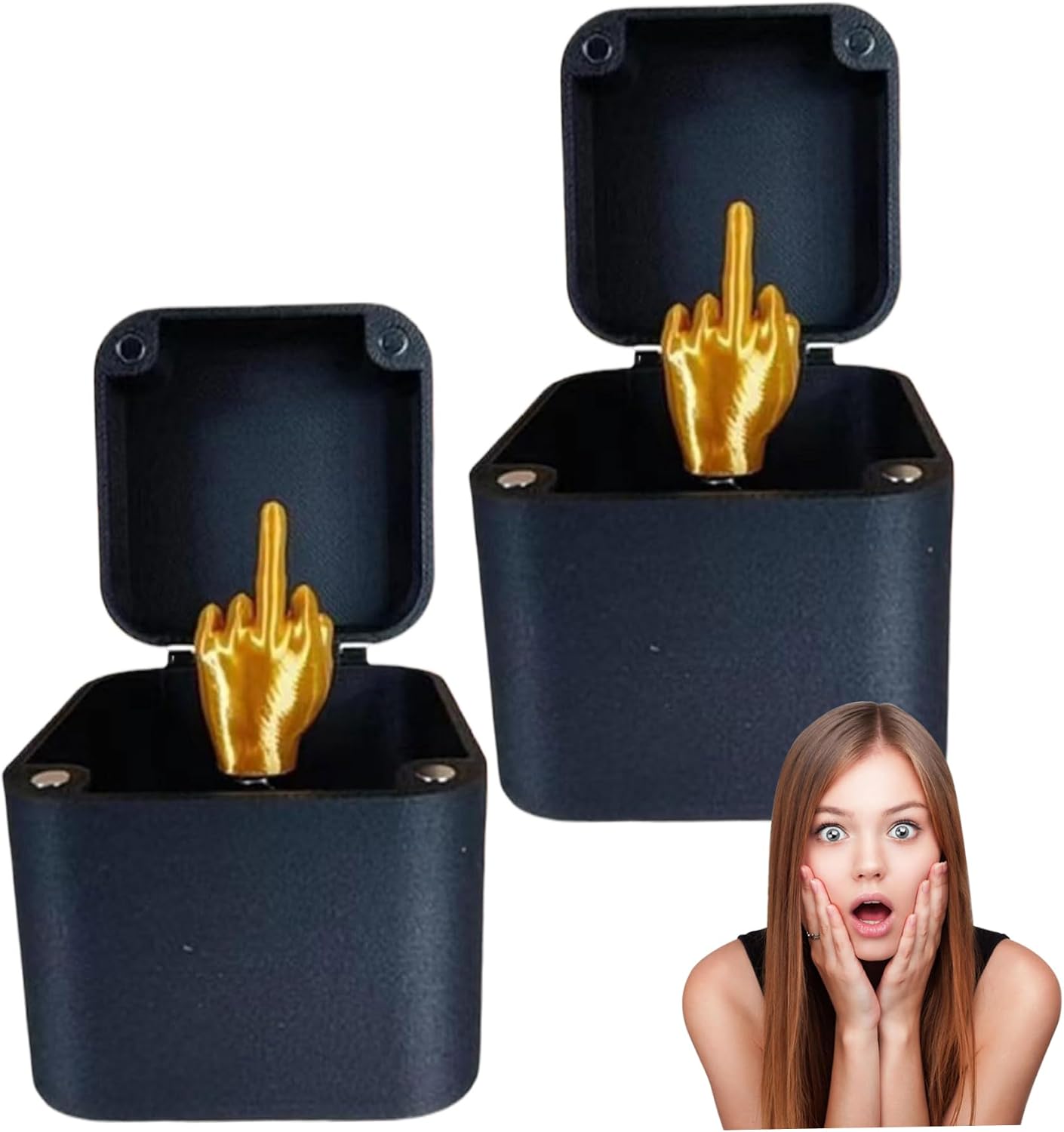 2Pcs Middle Finger in a Box Funny Middle Finger with Just for You on Lid 2 Inch Prank Box for Christmas, Halloween, April Fool