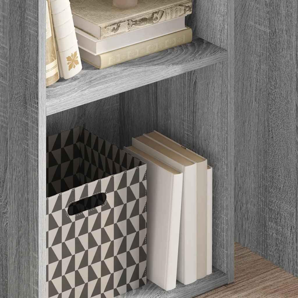 Libreria grigio Sonoma, 40 x 30 x 77 cm, in legno con scomparti aperti, stabile scaffale da ufficio e scaffale per documenti, per soggiorno, studio e corridoio