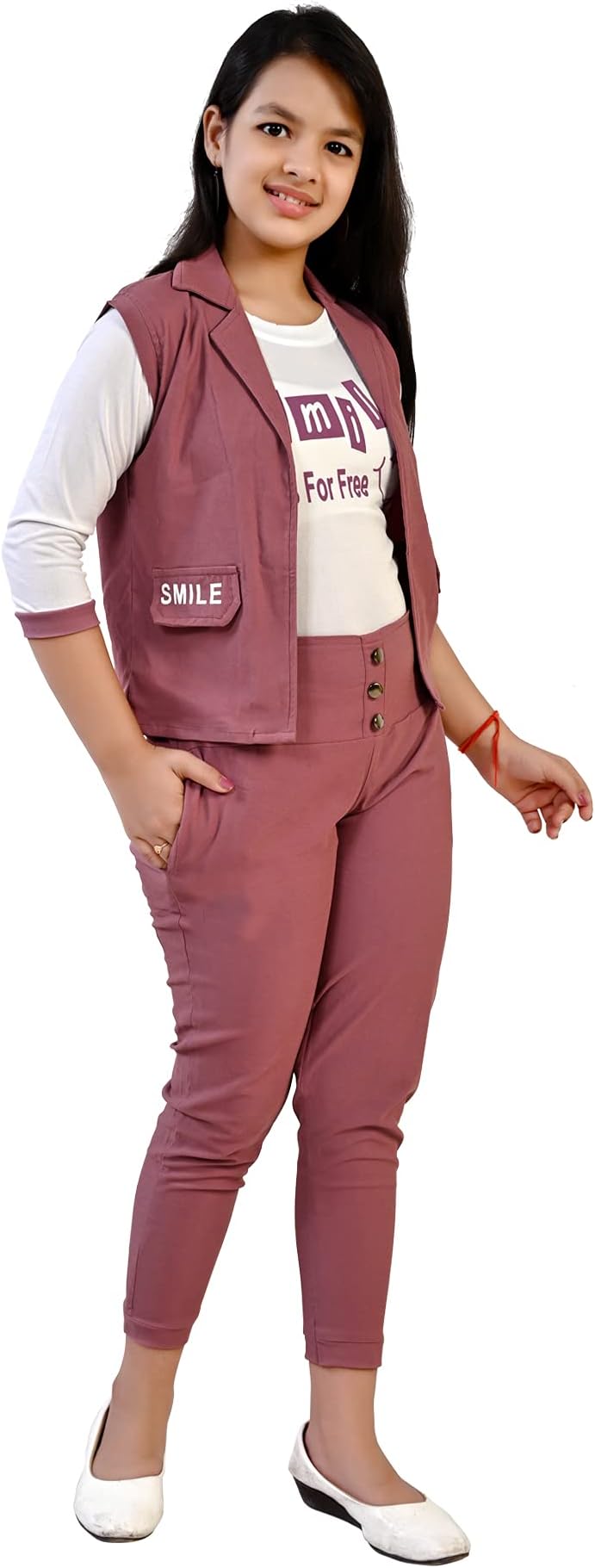 CUPIDVIBE Girls' Cotton Lycra 2 PCs Maxi Dress (Pink)