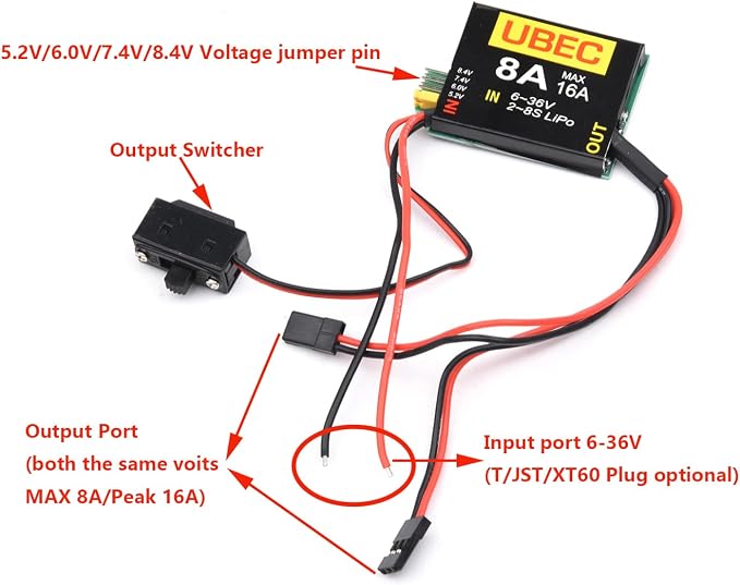 UBEC-8A 2S-8S 6-36V 8A BEC Fuente Separada para RC miniatura 3