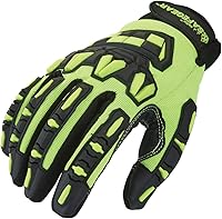 Vista 2 de Guantes mecánicos reductores de impactos, EN388 y ANSI A1 resistentes a cortes, negro y verde lima, SAFEGEAR
