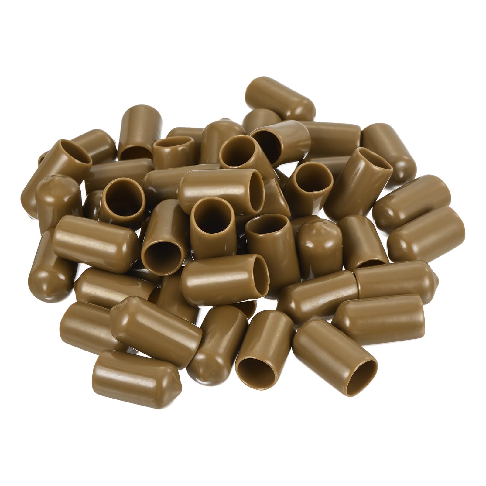 uxcell 100pcs Rubber End Caps 11mm ID Vinyl PVC Round Tube Bolt Cap Cover Screw Thread Protectors Light Brown