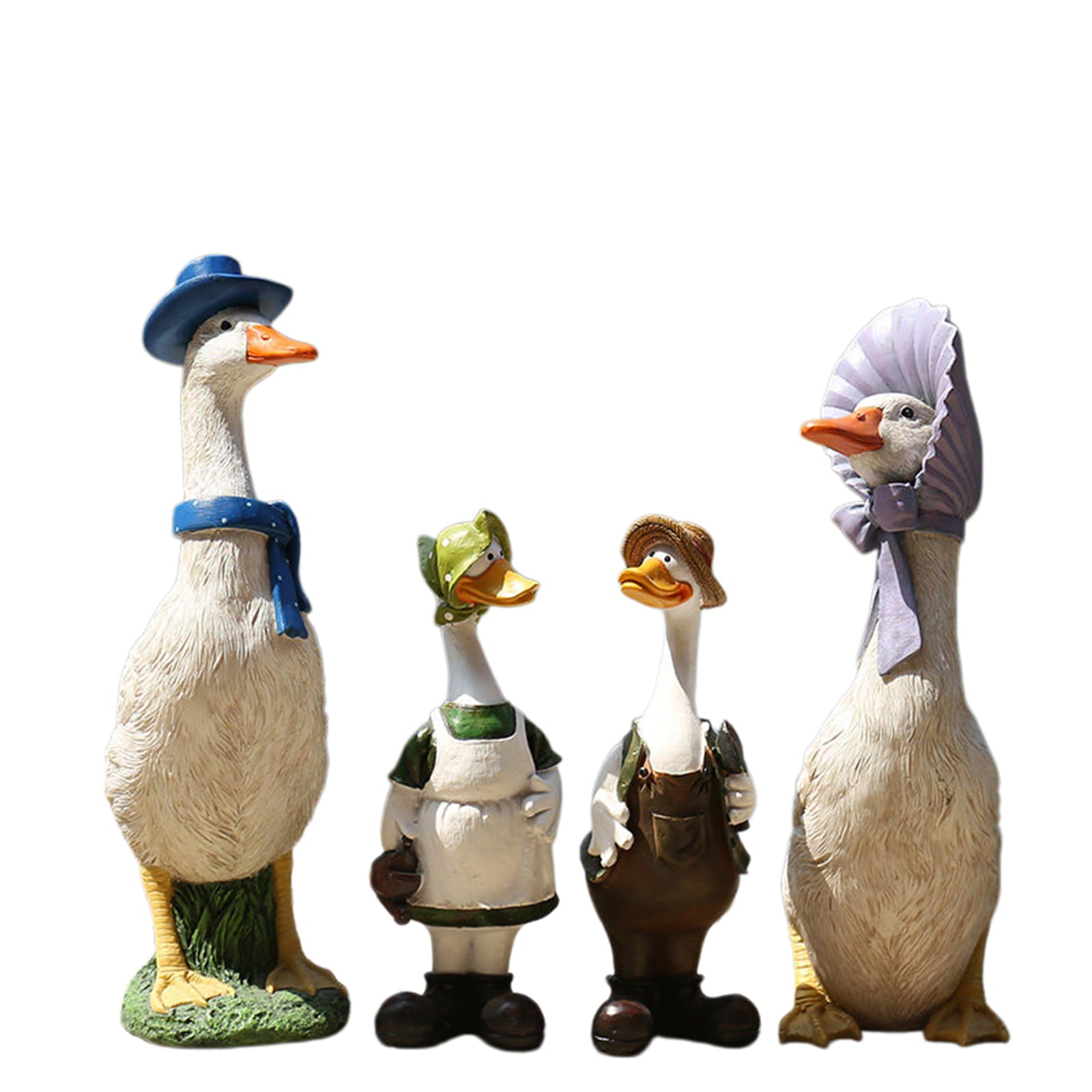 Yxcqhzm Brown 4Pcs Garden Duck Ornaments Outdoor Statue Sculpture Animal Ornaments For Lawn Flower Gardens
