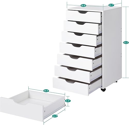 Miniatura 220 de Naomi Home Cómoda de 5 cajones para dormitorio, alta y elegante, con ruedas y estantes de almacenamiento, pequeña para guardarropa, para maquillaje,