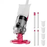 Cordless Pool Vacuum with Telescopic Pole, Powerful 30 GPM Suction, Advanced Dual Filtration, Replaceable Battery, 1H Runtime, Handheld Pool Cleaner for Above Ground and Inground Pools, Pink