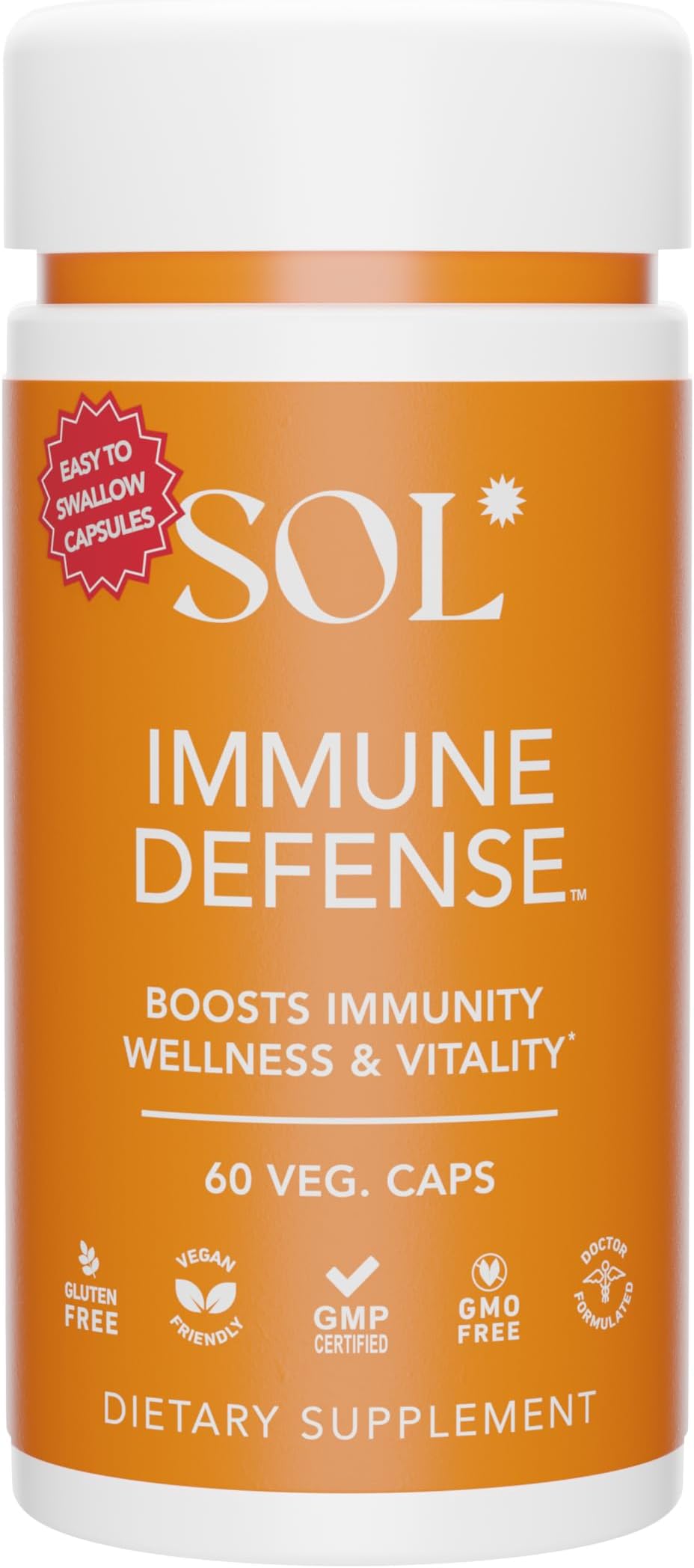 Immune Defense Supplement: Clears Allergens, Builds Strong Immune System, 15X More Powerful, Astragalus, Goto Kola, Andrographis, 60 Easy-to-Swallow Capsules, SOL Nutrition