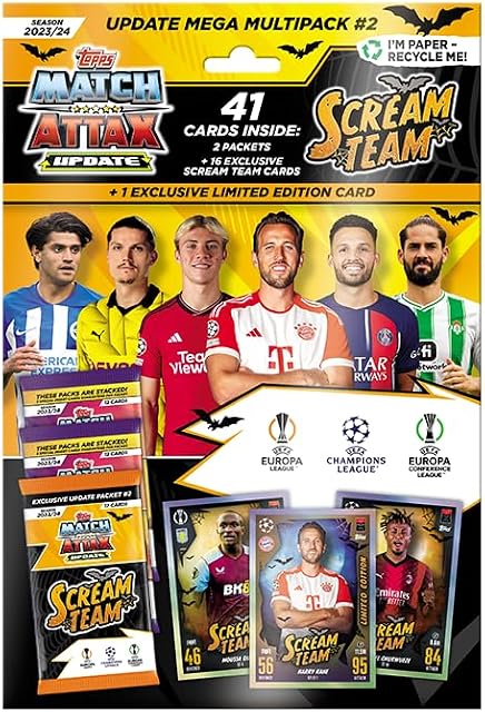 Topps Match Attax 23/24 - Update Mega Multipack #2-41 Match Attax cards including 16 New Scream Team Cards and an exclusive Scream Team Harry Kane Limited Edition card!