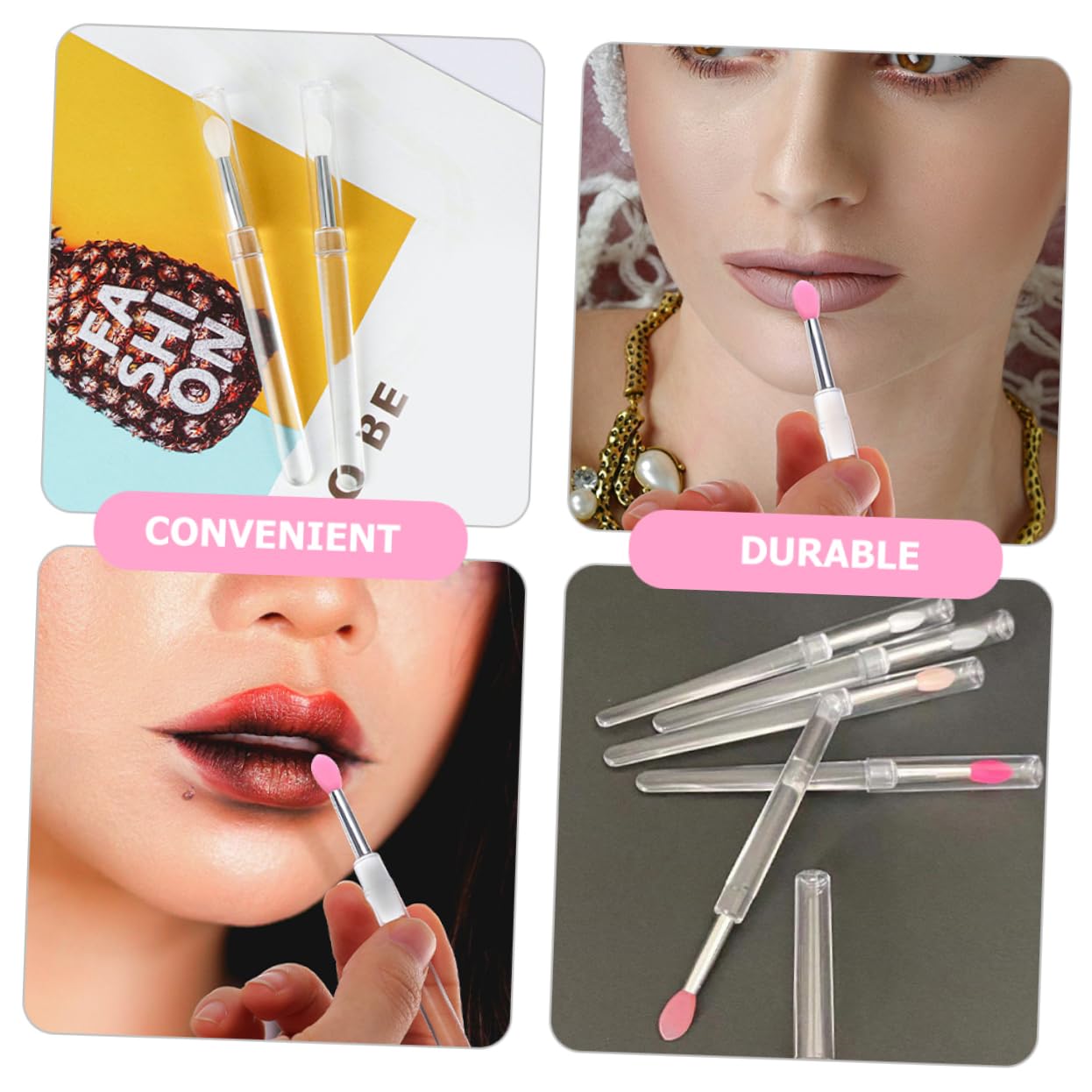 HAPINARY Portable Lip Brush Set 6pcs Multi-use Lip Applicators Eye Shadows Tools for Women Silicone Makeup Brush