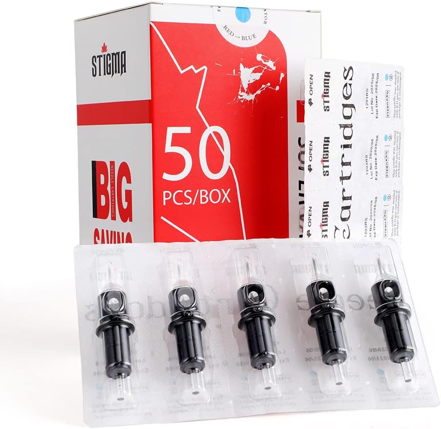 #10(3RS) Bugpin Disposable Tattoo Needle Cartridges with Membrane Safety Cartridges for Tattoo Artists Round Shader 50Pcs Super Value Pack EN05-50-1003RS